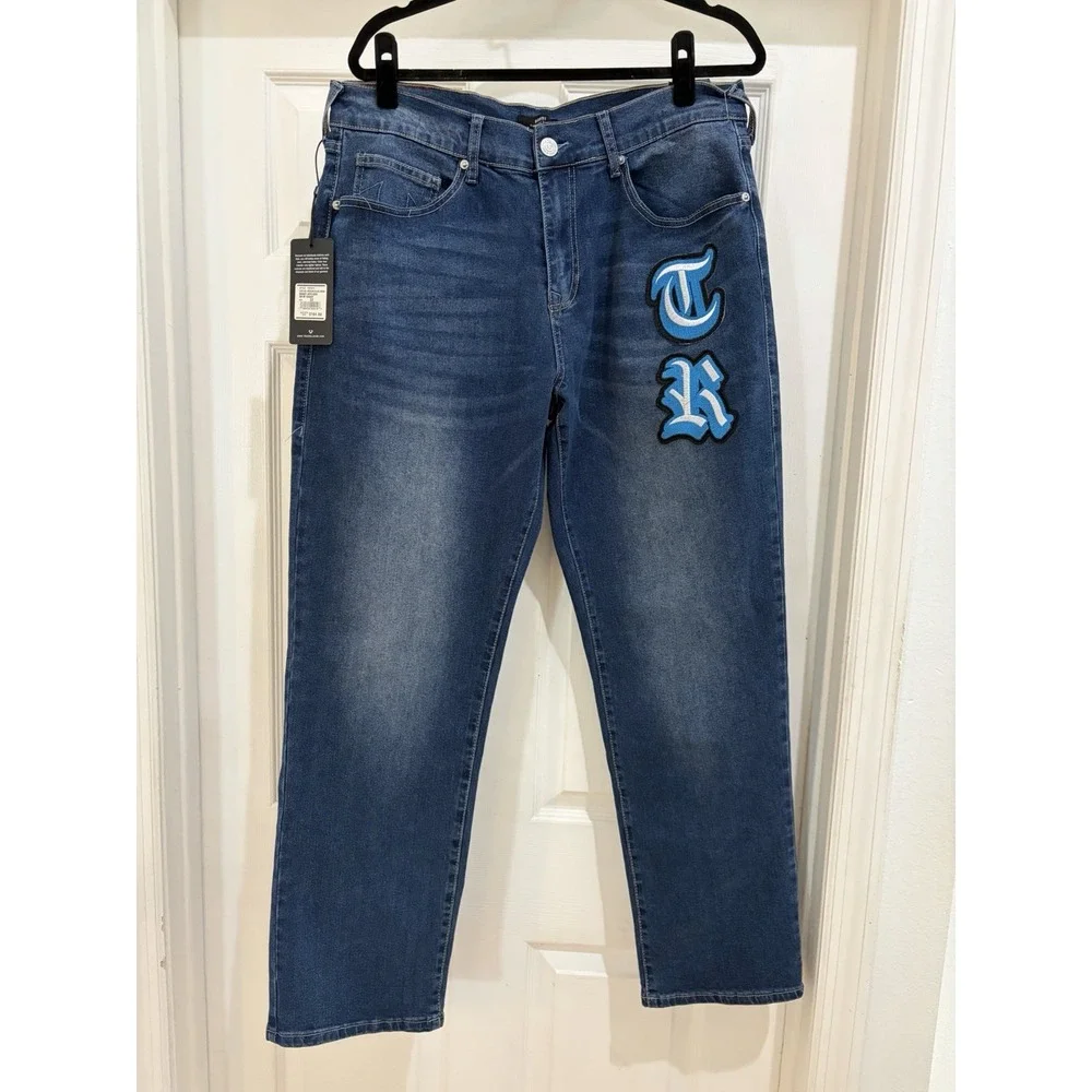 True Religion Jeans Mens 33X32 Blue Bobby Relaxed Baggy Embroidered NWT $184. 33